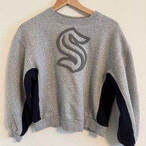 KRAKEN New Era Gray Crewneck Sweatshirt with Navy Trim
